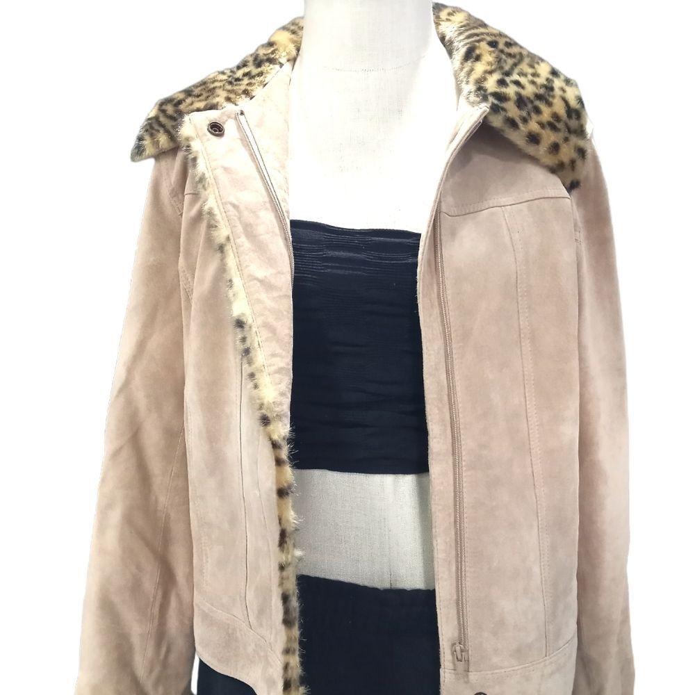Jerry Lewis genuine Suede fur animal print motto style Jacket